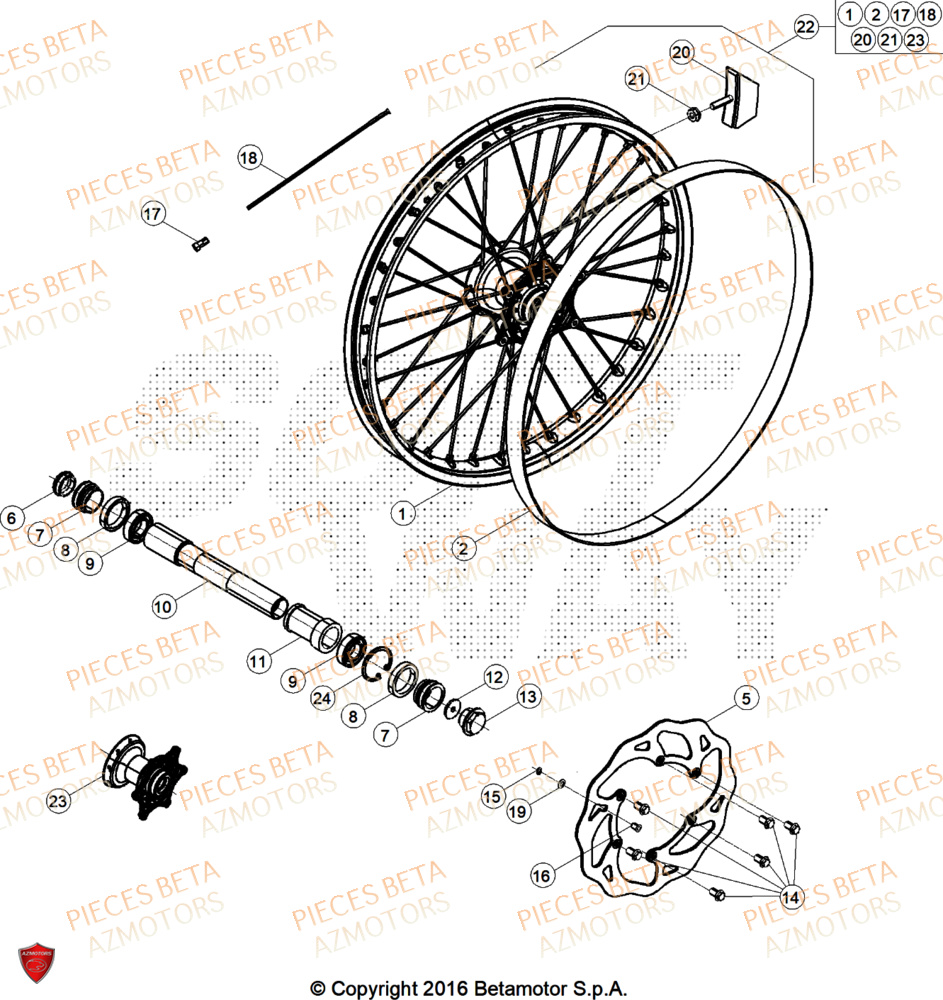 Roue Avant AZMOTORS Pieces BETA RR 2T 250 X-PRO - (2025)