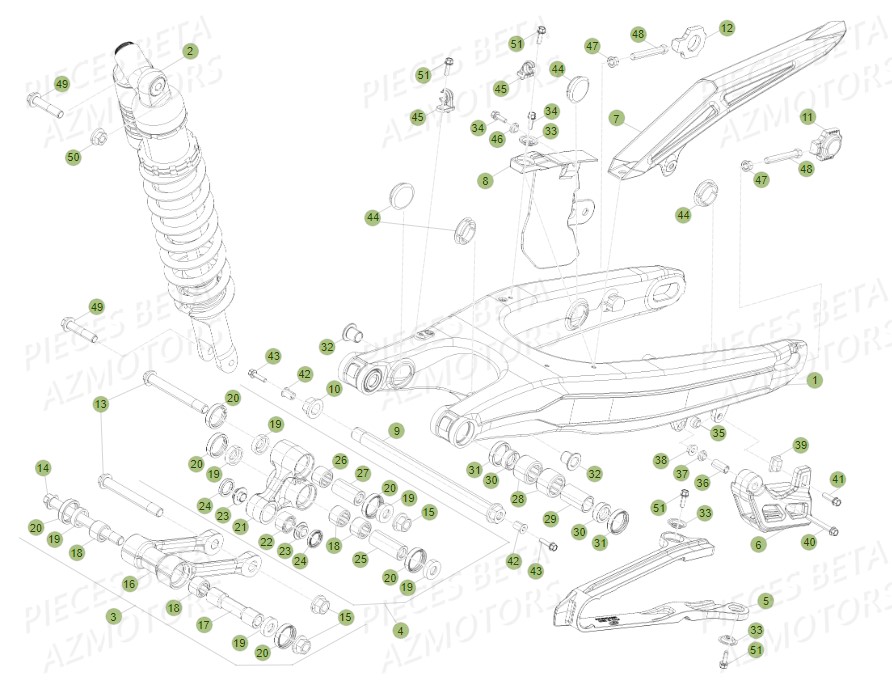 Amortisseur Bras Oscillant Du No Serie 0 A 700000 AZMOTORS PiÃ¨ces BETA RR 2T 300 - (2014)