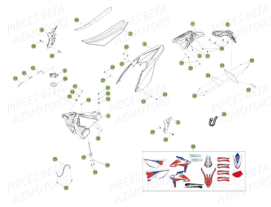 Carenages Reservoir Du No Serie 750000 A 759999 AZMOTORS PiÃ¨ces BETA RR 2T 300 - (2014)