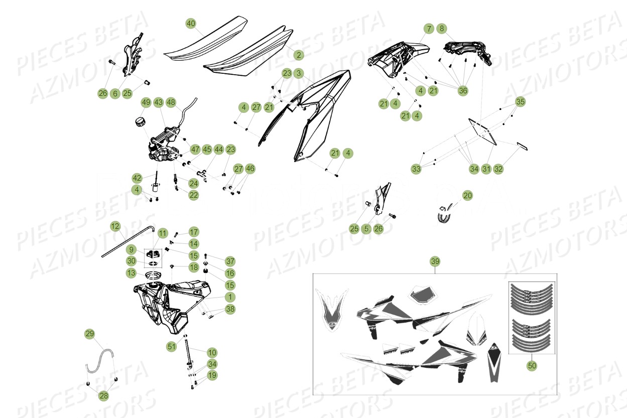 Carenages Reservoir Selle AZMOTORS Pieces BETA RR 2T 300 - (2019)