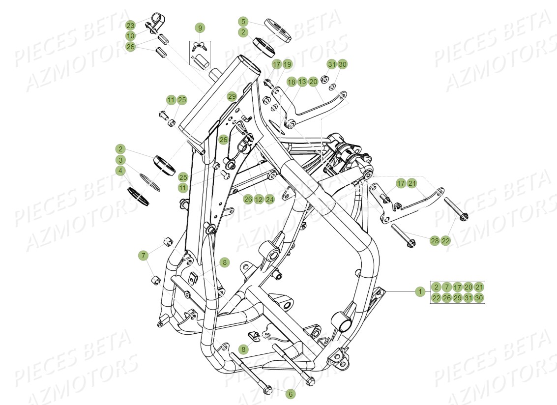 Chassis AZMOTORS Pieces BETA RR 2T 300 - (2019)