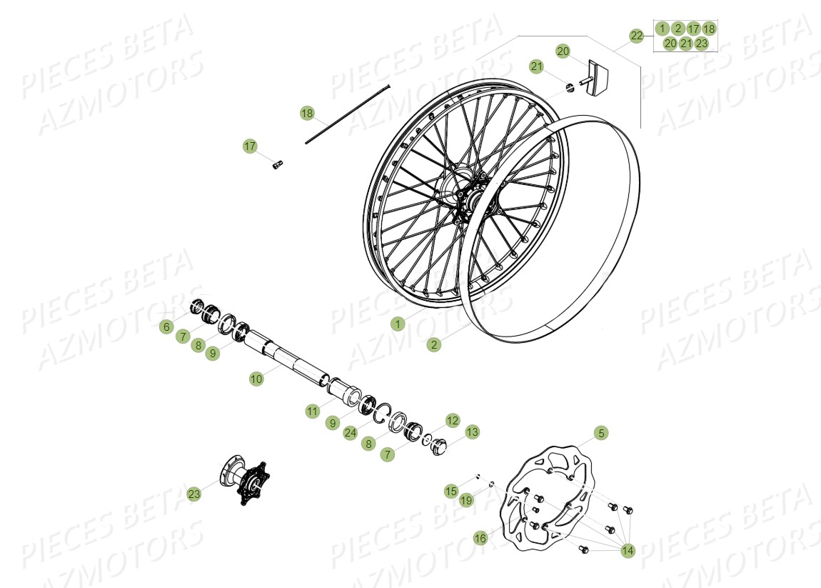 Roue Avant AZMOTORS Pieces BETA RR 2T 300 - (2019)