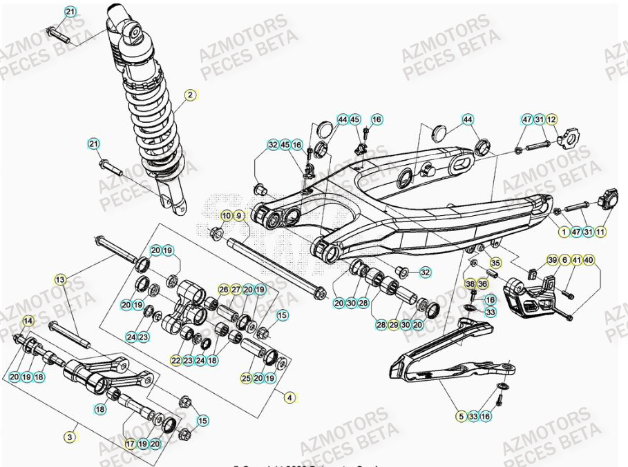 Bras Oscillant AZMOTORS Pieces BETA RR 2T 300 - (2020)