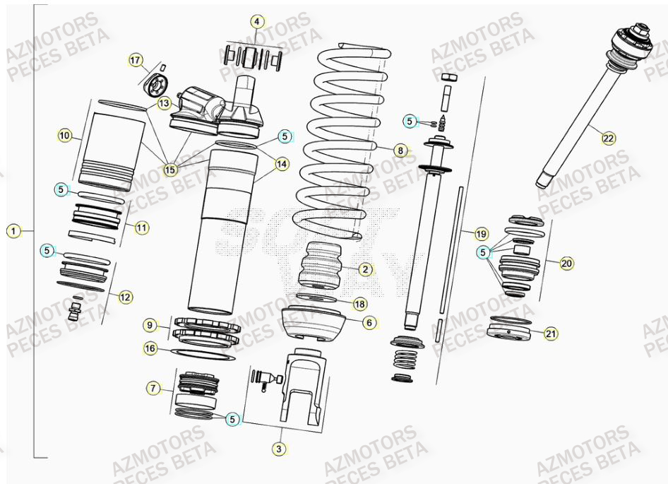 RESSORT K 5,2 N/MM BETA pour AMORTISSEUR de RR 300 2T 2021