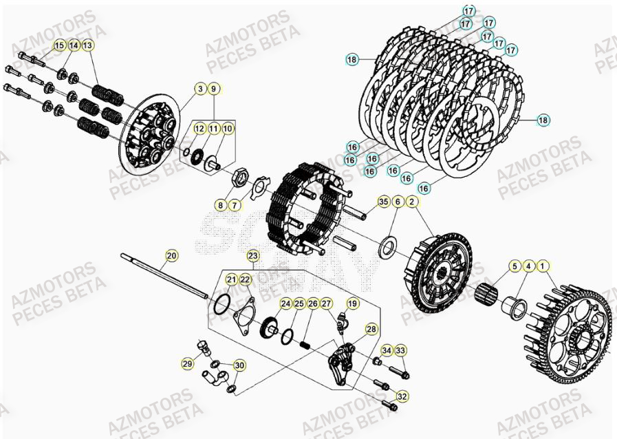 Embrayage AZMOTORS Pieces BETA RR 2T 300 - (2021)