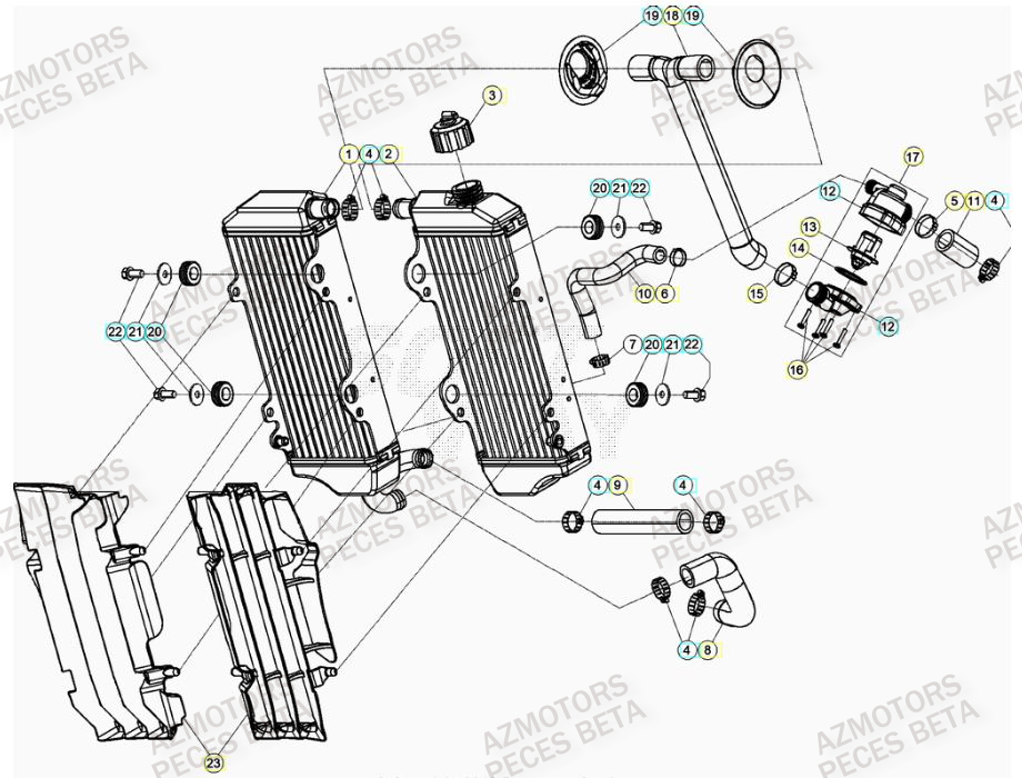 Radiateur AZMOTORS Pieces BETA RR 2T 300 - (2021)