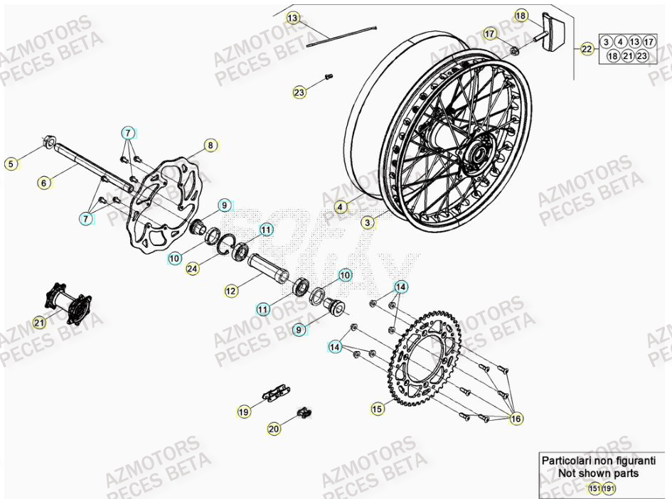 Roue Arriere AZMOTORS Pieces BETA RR 2T 300 - (2021)