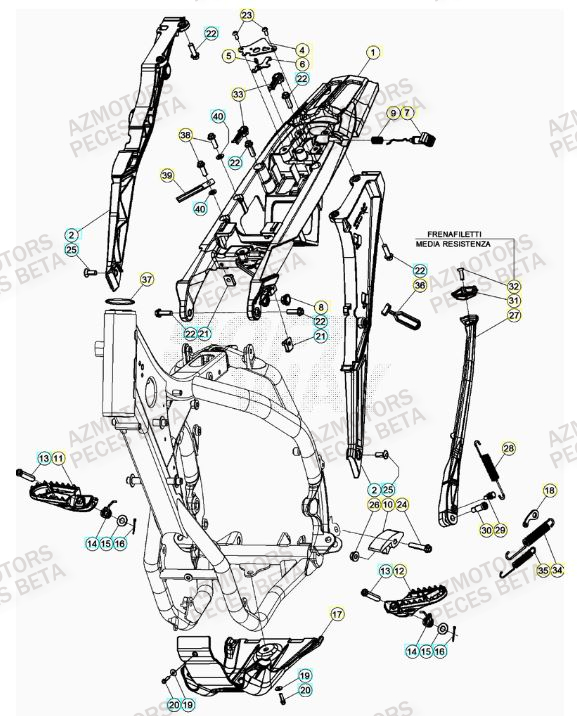 Accessoires Du Chassis AZMOTORS Pieces BETA RR 2T 300 - (2022)
