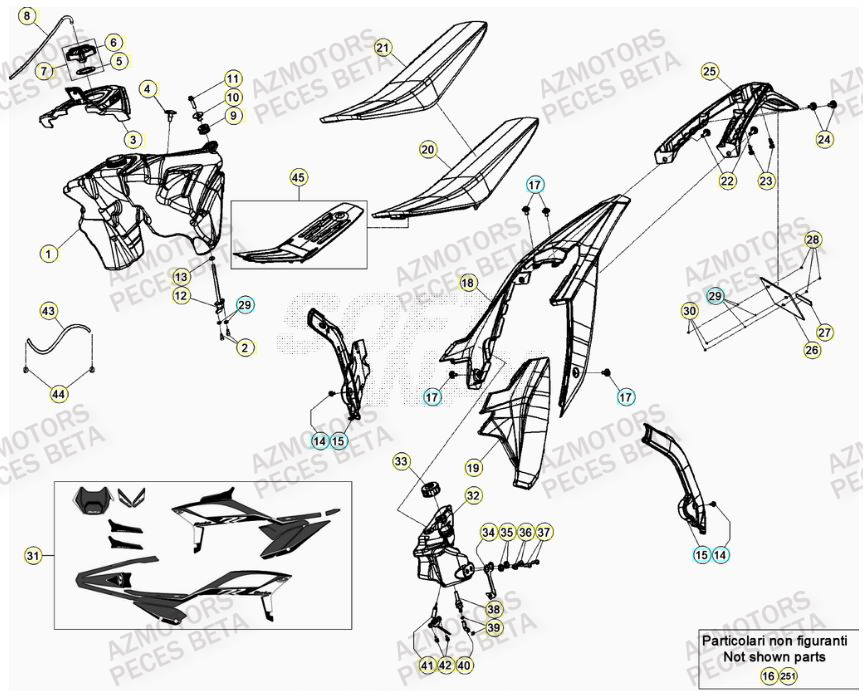 Carenage Arriere AZMOTORS Pieces BETA RR 2T 300 - (2022)