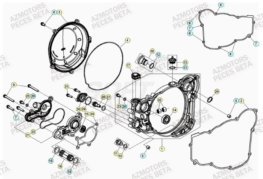 Couvercle Embrayage AZMOTORS Pieces BETA RR 2T 300 - (2022)
