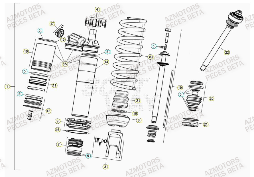 Amortisseur AZMOTORS Pieces BETA RR 2T 300 - (2023)