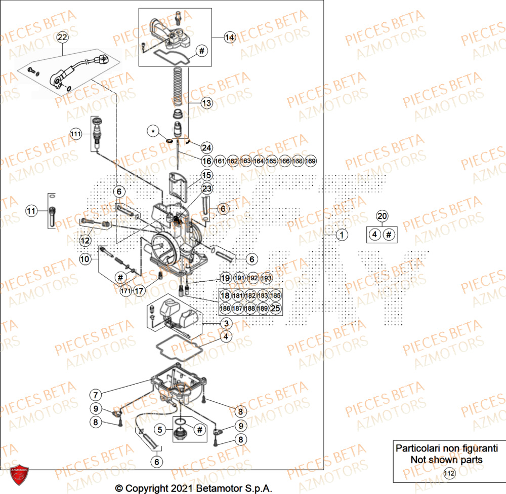 Carburateur AZMOTORS Pieces BETA ENDURO RR 300 2T RACE - (2025)