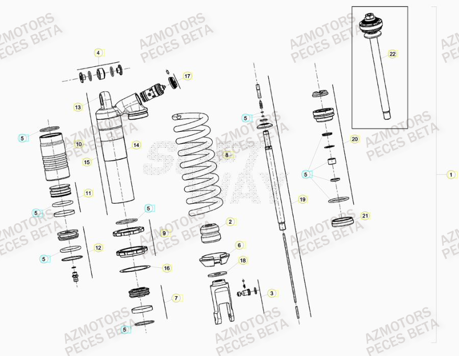 Amortisseur AZMOTORS Pieces BETA RR 2T 300 RACING - (2015)