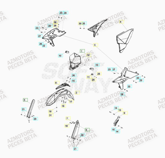 APPUI AILE - BETA pour CARENAGE AVANT de RR 300 RACING MY15