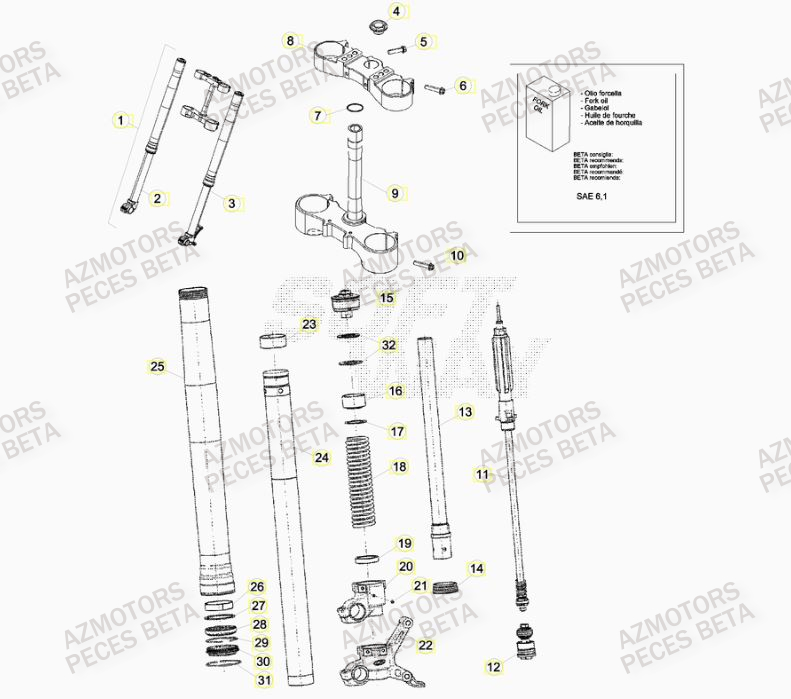 Fourche AZMOTORS Pieces BETA RR 2T 300 RACING - (2015)