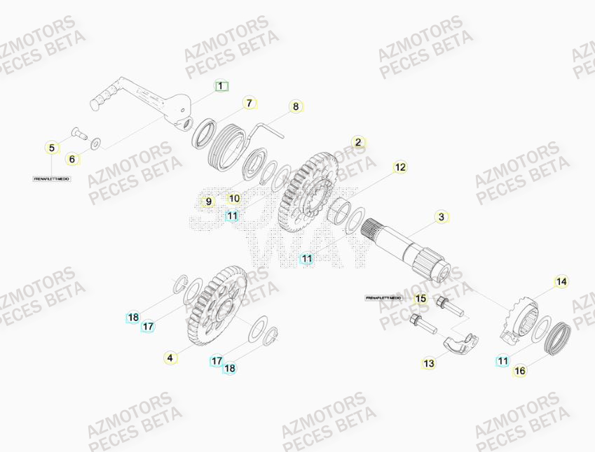 Kick Starter AZMOTORS Pieces BETA RR 2T 300 RACING - (2015)