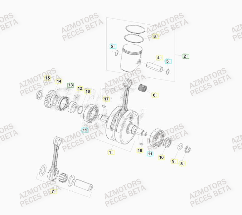 Vilebrequin AZMOTORS Pieces BETA RR 2T 300 RACING - (2015)
