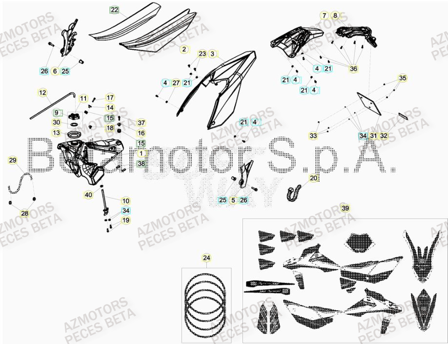 AUTOCOLLANTS UNIVERSAUX POUR JANTES ROUG - BETA pour CARENAGE ARRIERE de RR 300 RACING MY17