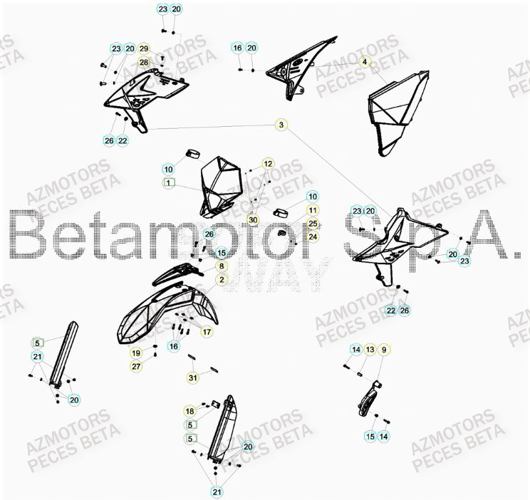 PROTECTION TIGE - KIT WHITE - BETA pour CARENAGE AVANT de RR 300 RACING MY17