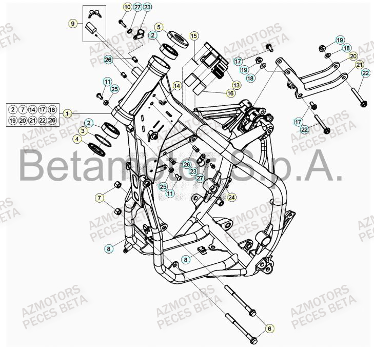 Chassis AZMOTORS Pieces BETA RR 2T 300 RACING - (2017)