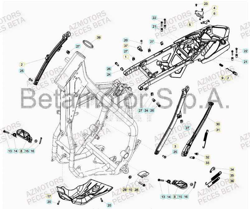 REPOSE-PIEDS - BETA pour ACCESSOIRES DU CHASSIS de RR 300 RACING MY19