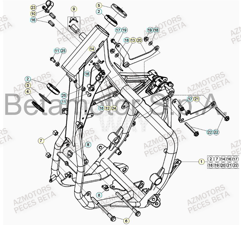 Chassis AZMOTORS Pieces BETA RR 2T 300 RACING - (2019)