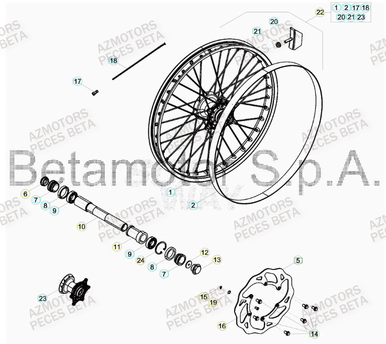 Roue Avant AZMOTORS Pieces BETA RR 2T 300 RACING - (2019)