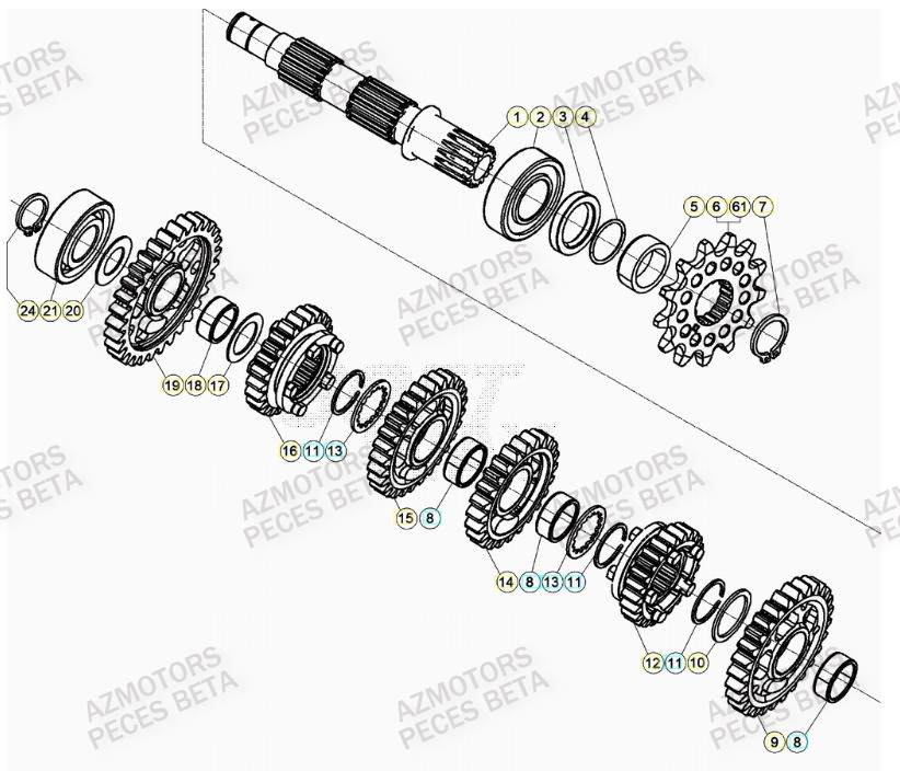 PIGNON DE TRANSMISSION SECONDA IRE - BETA pour TRANSMISSION de RR 300 RACING MY19