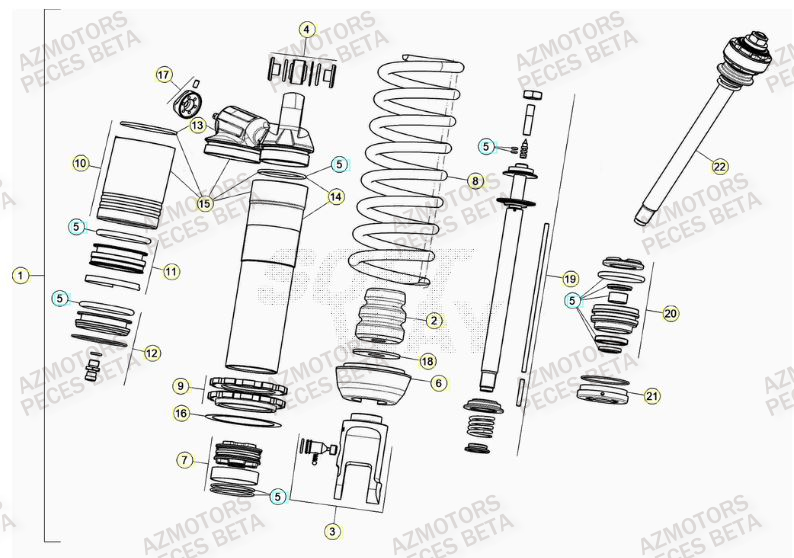 RESSORT K 5,2 N/MM BETA pour AMORTISSEUR de RR 300 RACING MY20