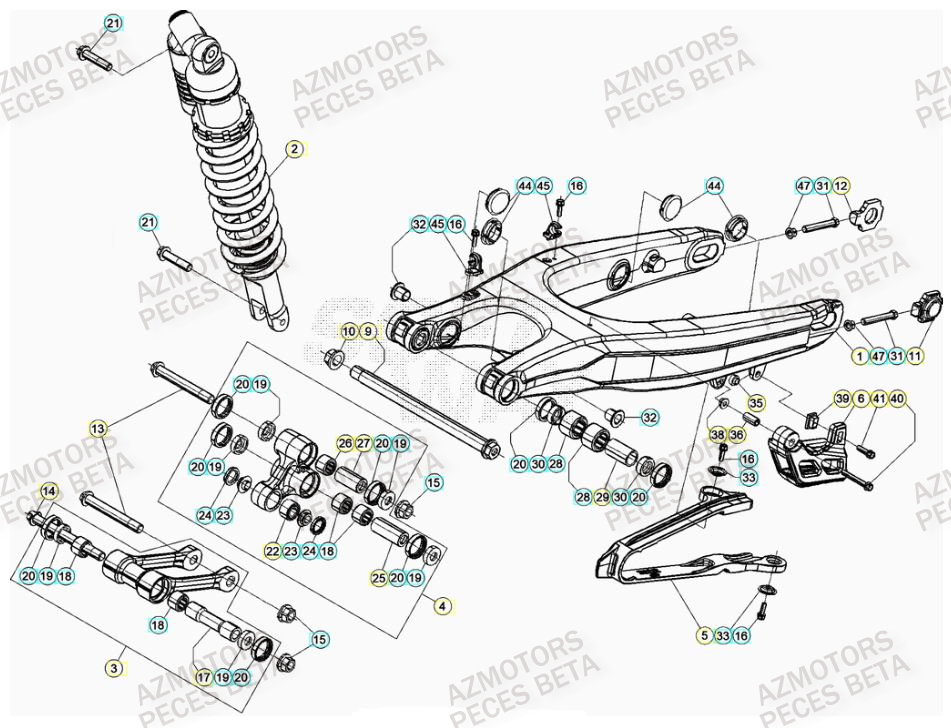 Bras Oscillant AZMOTORS Pieces BETA RR 2T 300 RACING - (2020)