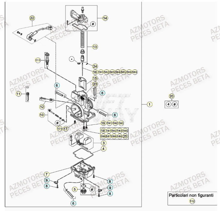 Carburateur AZMOTORS Pieces BETA RR 2T 300 RACING - (2020)