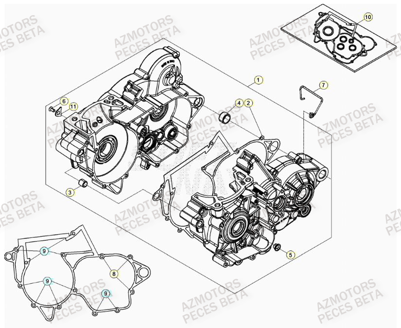 Carter Moteur AZMOTORS Pieces BETA RR 2T 300 RACING - (2020)