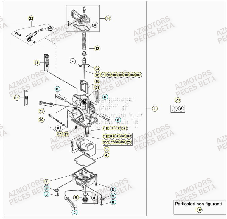 Carburateur AZMOTORS Pieces BETA RR 2T 300 RACING - (2021)