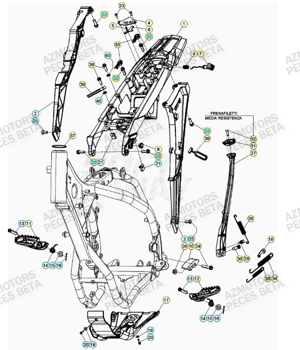 Accessoires Du Chassis AZMOTORS Pieces BETA RR 2T 300 RACING - (2022)