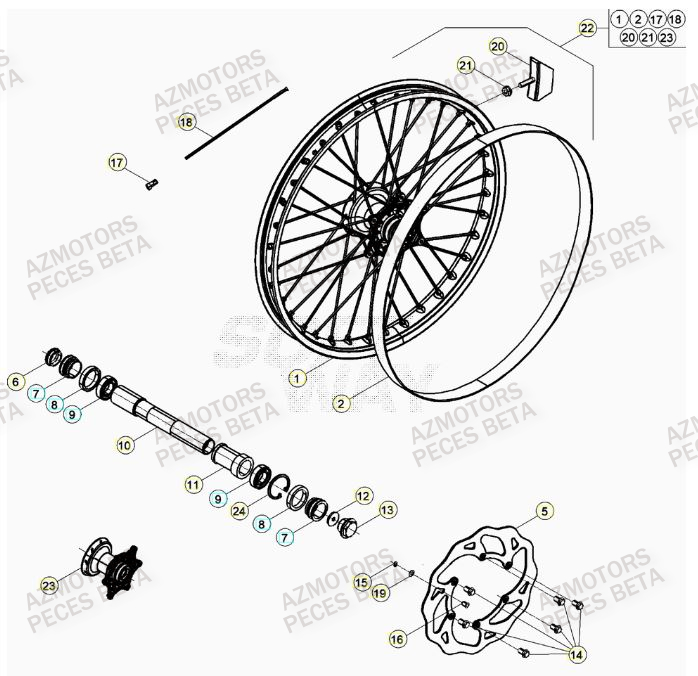 BOUCHON PIVOT ROUE - BETA pour ROUE AVANT de RR 300 RACING MY22