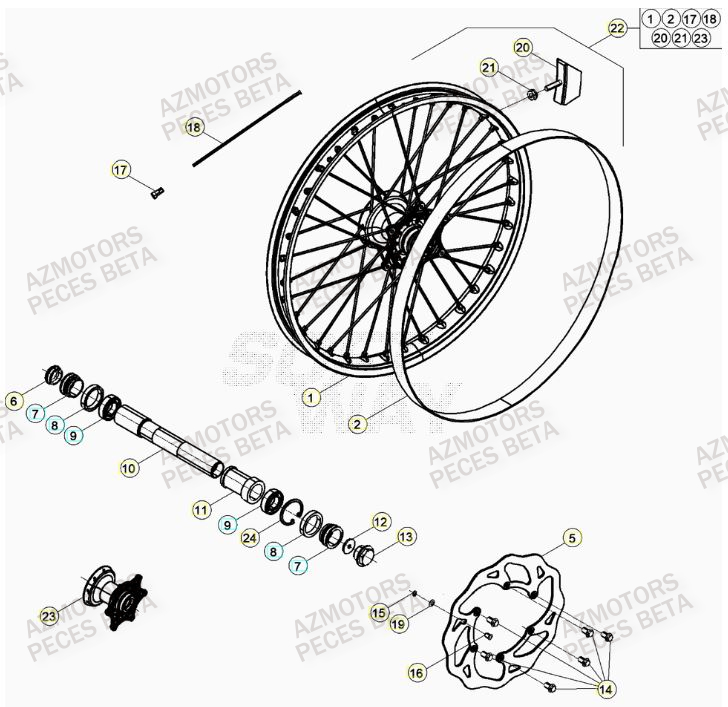 BOUCHON PIVOT ROUE - BETA pour ROUE AVANT de RR 300 RACING MY23