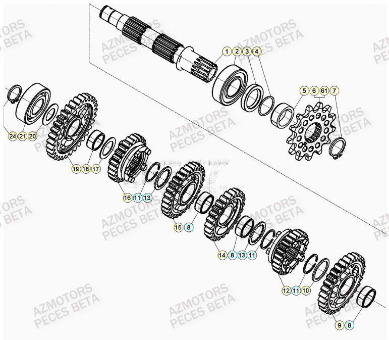 PIGNON DE TRANSMISSION SECONDA IRE - BETA pour TRANSMISSION de RR 300 RACING MY23