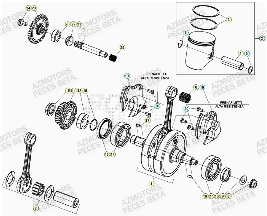 Vilebrequin AZMOTORS Pieces BETA RR 2T 300 RACING - (2023)
