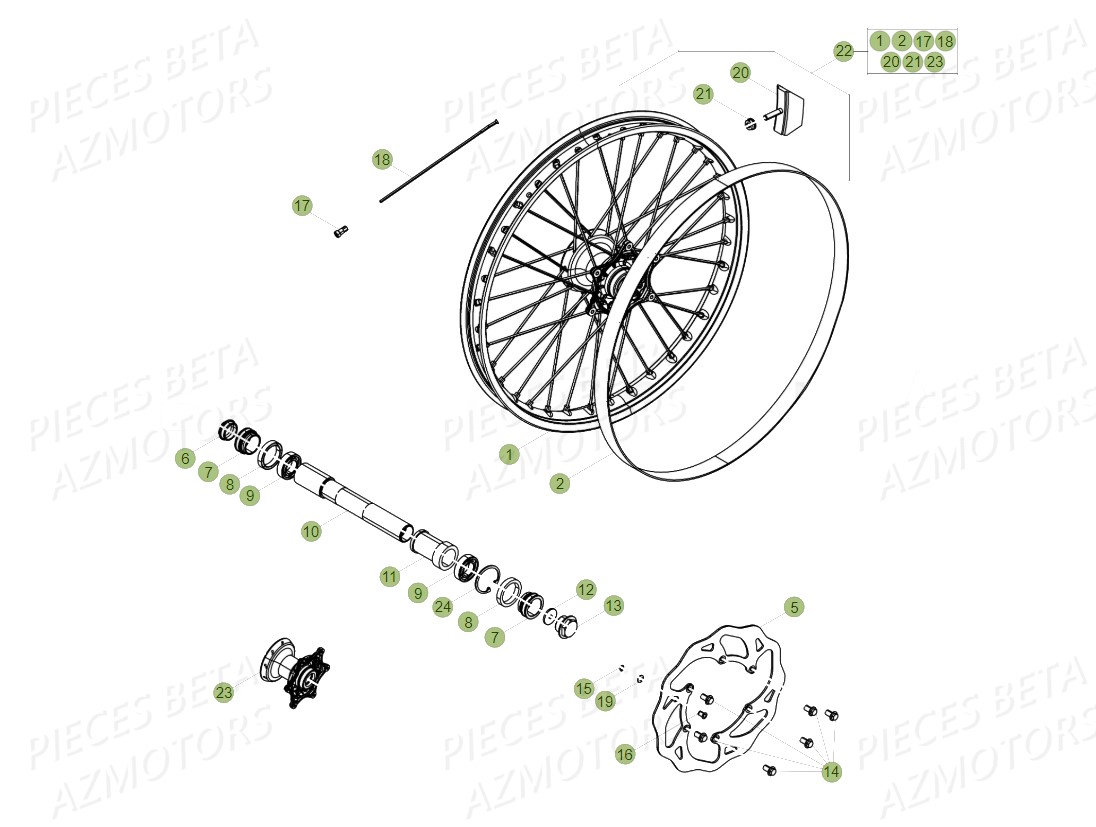 BOUCHON PIVOT ROUE - BETA pour ROUE AVANT de RR 300 RC 2T MY18