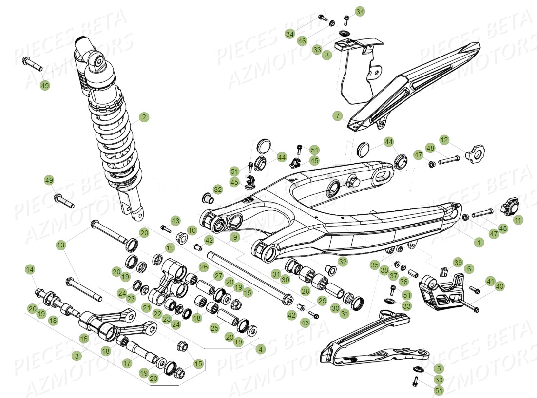 Amortisseur Bras Oscillant AZMOTORS PiÃ¨ces Beta RR 4T 350 Enduro - (2019)
