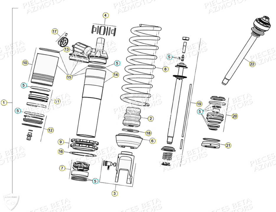 Amortisseur Suspension Arriere AZMOTORS PiÃ¨ces Beta RR 4T 350 Enduro - (2021)