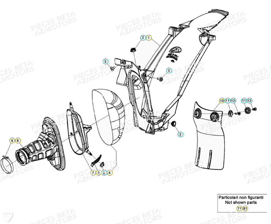 Boitier Du Filtre AZMOTORS PiÃ¨ces Beta RR 4T 350 Enduro - (2021)