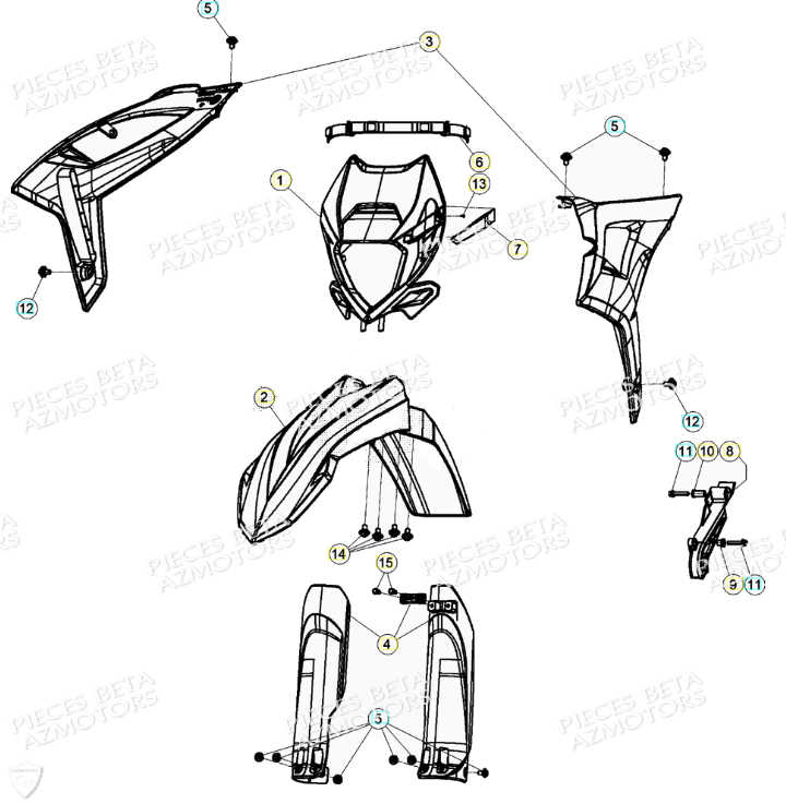 Carenages Avant AZMOTORS PiÃ¨ces Beta RR 4T 350 Enduro - (2021)