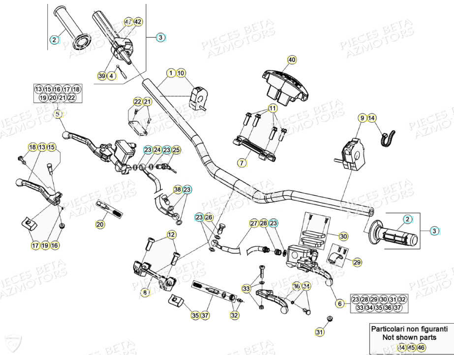 Commandes Guidon AZMOTORS PiÃ¨ces Beta RR 4T 350 Enduro - (2021)