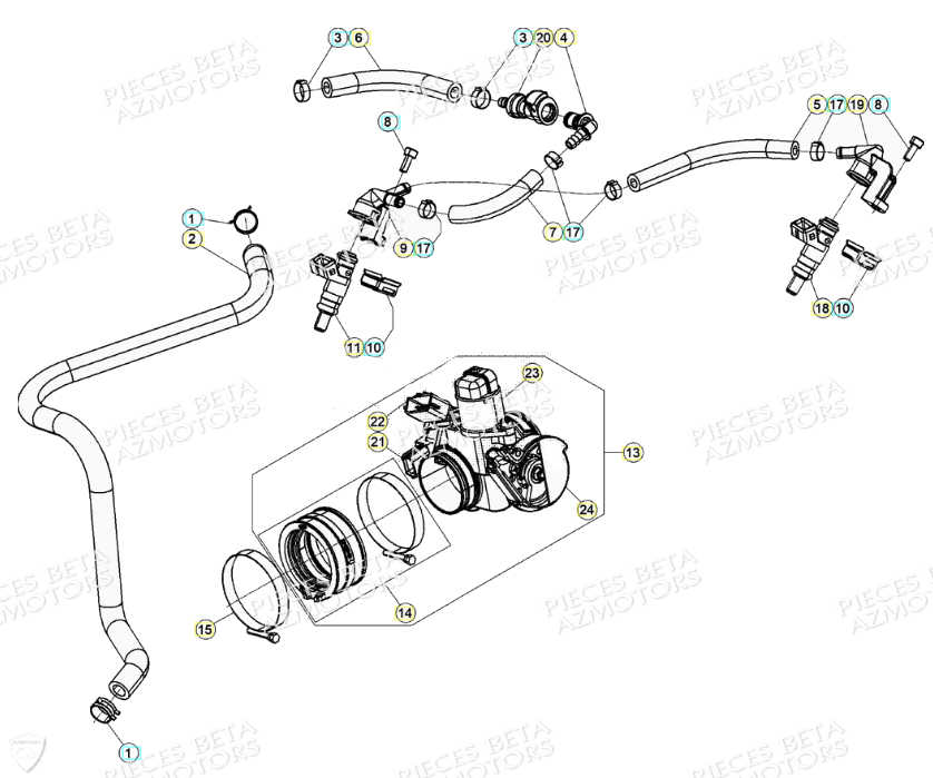 Corps D Injection AZMOTORS PiÃ¨ces Beta RR 4T 350 Enduro - (2021)