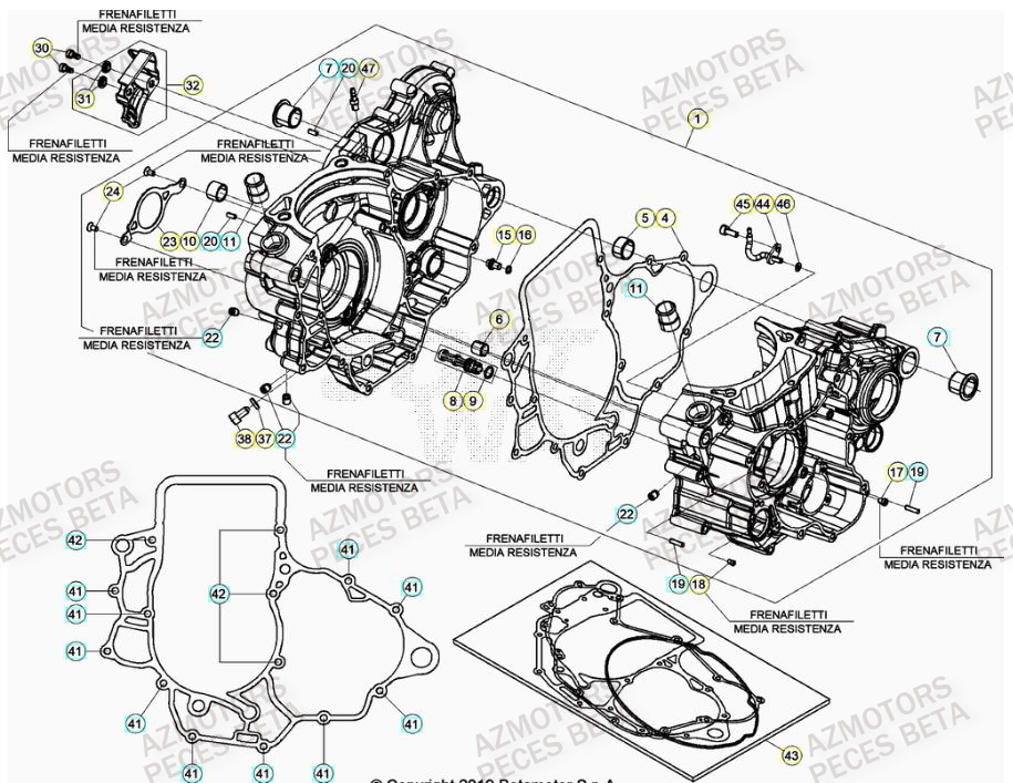 Carter Moteur AZMOTORS PiÃ¨ces Beta RR 4T 350 Enduro - (2022)