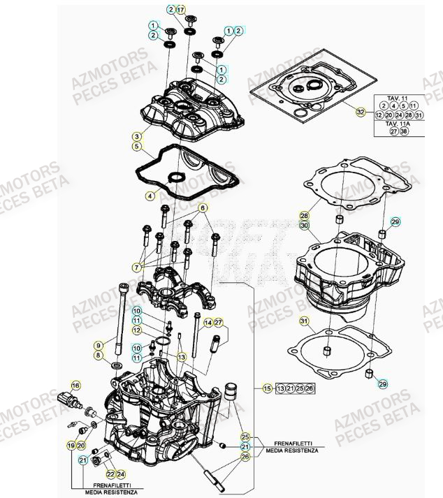 Cylindre AZMOTORS PiÃ¨ces Beta RR 4T 350 Enduro - (2022)