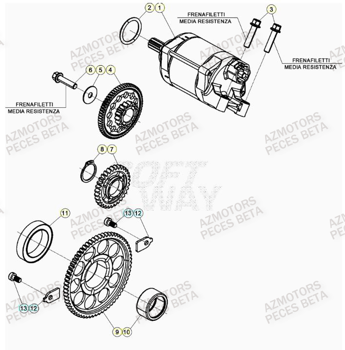 Demarreur AZMOTORS PiÃ¨ces Beta RR 4T 350 Enduro - (2022)