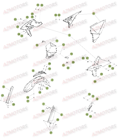 PROTECTION TIGE - KIT BLACK - BETA pour CARENAGES AVANT ARRIERE de RR 350 4T EFI 16