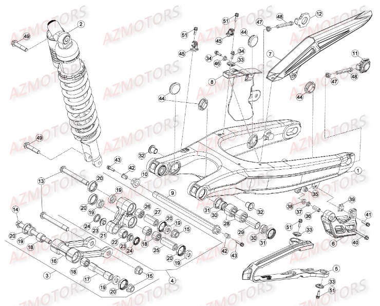 Suspension Arriere AZMOTORS PiÃ¨ces Beta RR 4T 350 Enduro - 2016